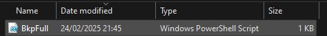 Criação de arquivo BkpFull.ps1
